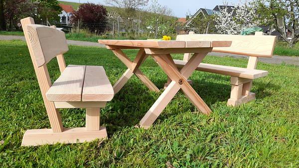 holzstuhl, tisch, gartenmobiliar, holz, bank