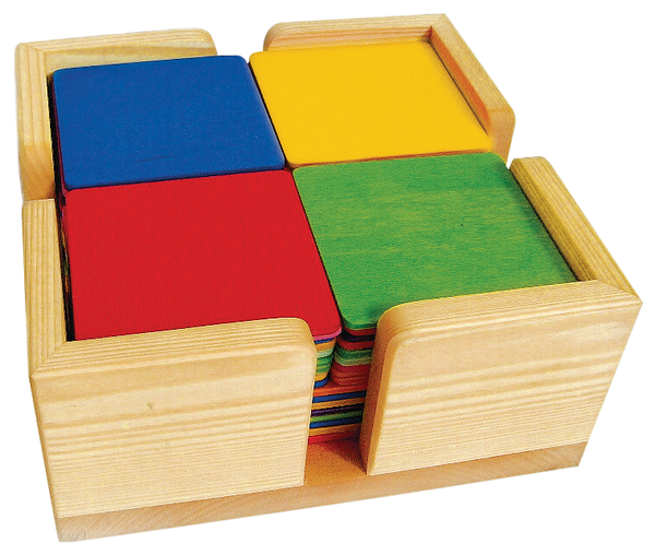 Holzpuzzle, Farbig, Bausteine, Schnellbau, Kunststoff-Block
