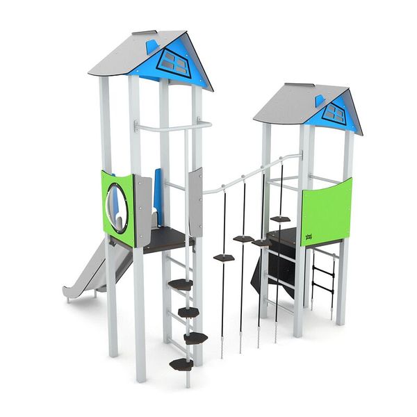 Turm-Spielkombination, 2 Türme mit Rutsche, Steel+