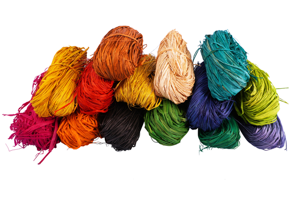 FOLIA Raffia Naturbast-Set mit 10 Bündeln je 50 g, bunt sortiert