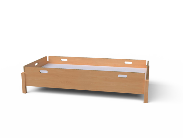 Einzelbett, Holzbett, Kopf- und Fußteil, Massivholz, Randblende