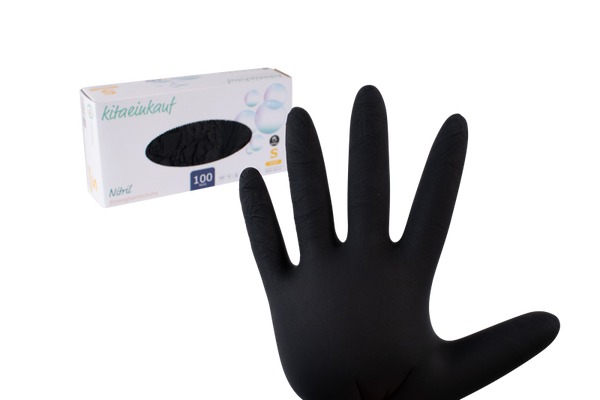 Handschuhe Nitril, puderfrei, Gr. S, 100 Stk., schwarz