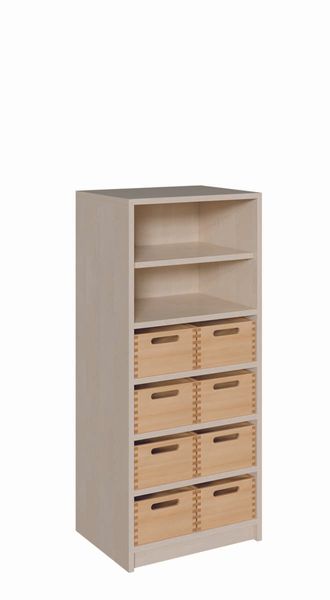 Schrank mit 8 mittleren Massivholzkästen ohne Sichtfenster (B/H/T: 52 x 120 x 40 cm)