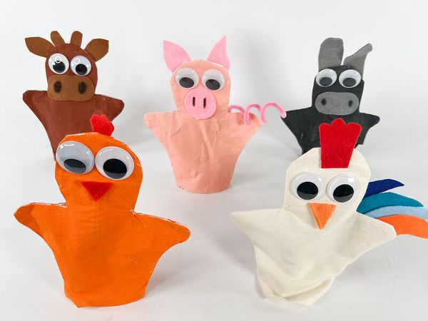 Puppenspieler-Handpuppe, Tierhandpuppe, Kopf-Stock, Bunte Handpuppe, Garn-Teppichfigur