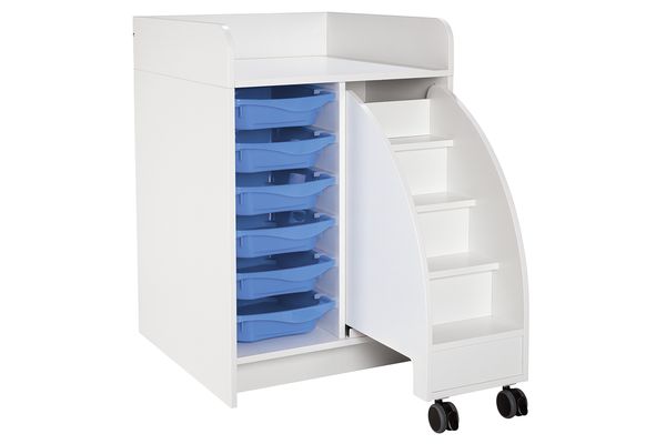 Wickelkommode mit Trittleiter und 6 Boxen, 70 cm Breite