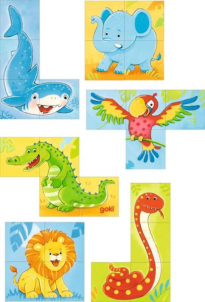 GOKI Würfelpuzzle Wilde Tiere, 4-teilig, ab 2 Jahre GOKI Würfelpuzzle Wilde Tiere, 4-teilig, ab 2 Jahre