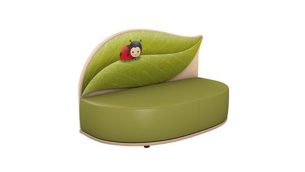 rundsofa, grün, runde form, plüschpolster, blattdesign