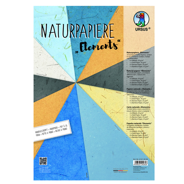 Naturpapier, 10 Motive, handgeschöpft, 33 x 23 cm