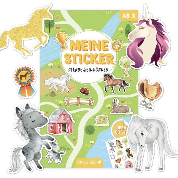 Stickerblock Pferde und Einhörner, 100 Sticker