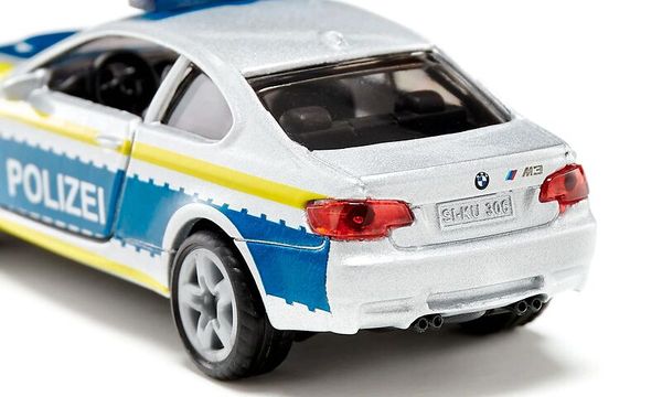 Polizeiauto, Modellauto, BMW M3, weiße Farbe, blau gelb Streifen
