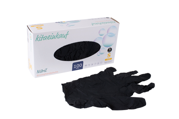 Handschuhe Nitril, puderfrei, Gr. S, 100 Stk., schwarz