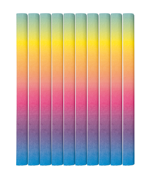 FOLIA Krepppapier, 50 x 250 cm, 10 Rollen, farbfest, Regenbogenfarben