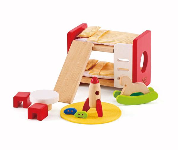 HAPE Kinderzimmer für Puppenhaus (Holz), 10 Teile