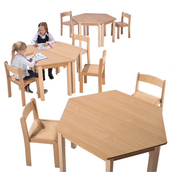 Trapeztisch, 160x80 cm, Dekor Birke, Zarge, Tischbeine aus Holz Trapeztisch, 160x80 cm, Dekor Birke, Zarge, Tischbeine aus Holz