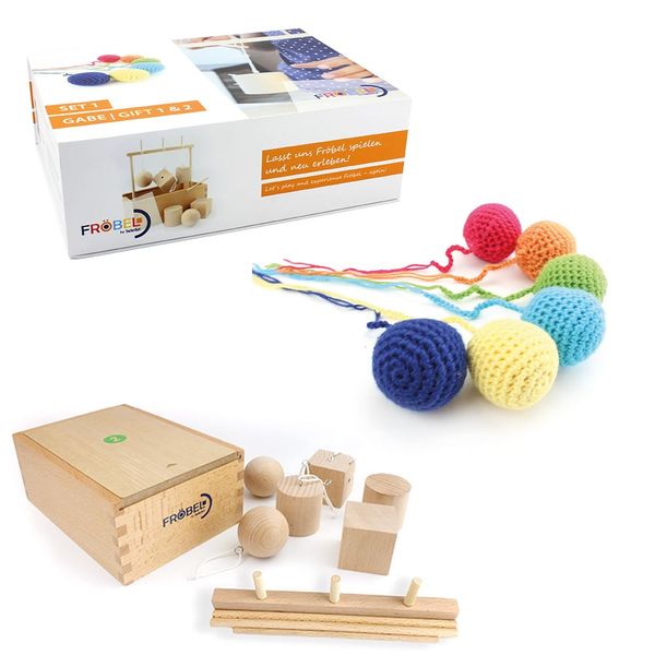 knob set, craft kit, holzblöcke, gehäkelte muskeln?, fadenperlen