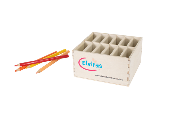 ELVIRAS Stiftehalter aus Holz, 12 Fächer