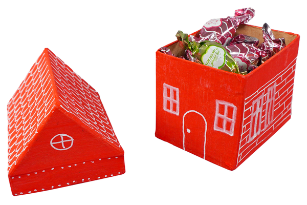 Pyramide, roter Behälter, Hausform, Aufbewahrungsbox, Dekoratives Bastelset