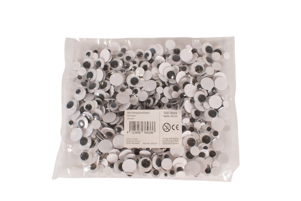 ELVIRAS Wackelaugensortiment rund und oval, 5 - 15 mm, 500 Stück