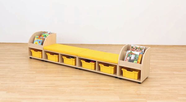 BETZOLD Maddox Große Sitzbank mit Bücherboxen und 6 gelben Boxen