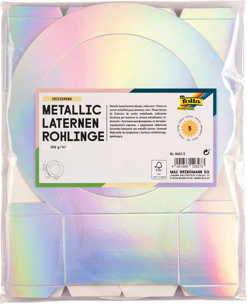 FOLIA Laternen-Rohlinge aus Metallic-Karton, 5 Stück, Farbe wählbar