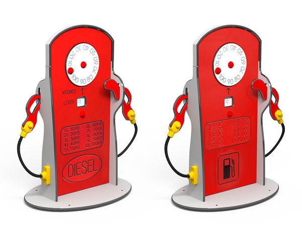 Gas pump, Miniature, Diesel label, Red device, Dial gauge