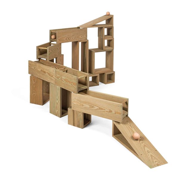 Holz Spielzeug, Konstruktionssystem, Holzbausteine, Spielbahn, Bausteine