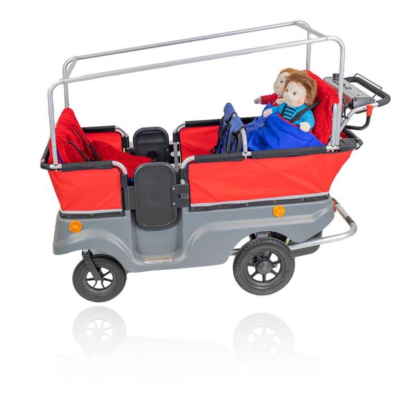 Kinderwagen, Schiebeanhänger, Sitzgruppe, 4-rad, Roter Stoff