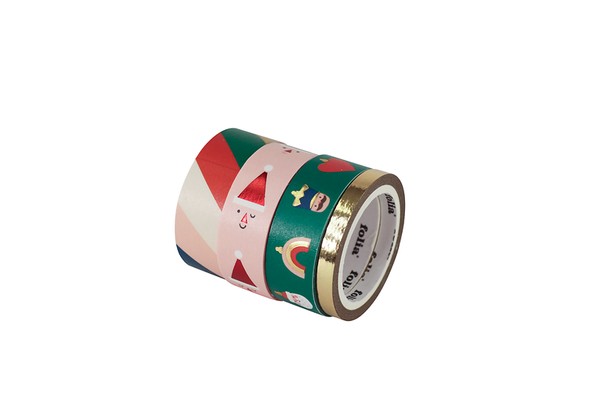 FOLIA Washi Tape, Weihnachtsmotive, 4x10m, 3 Rollen