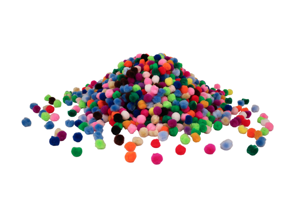 Pompons, Ø 2 cm, 1500 Stück, Farbe gemischt Pompons, Ø 2 cm, 1500 Stück, Farbe gemischt