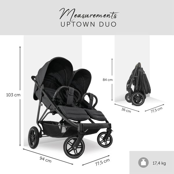 baby carriage, Kinderwagen, Zwillings-/Doppel-Kinderwagen, zusammengeklappt Abmessungen, Gewicht 17,4 kg