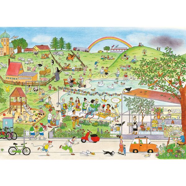Fototapete Wimmelbild Park im Sommer, Größe wählbar