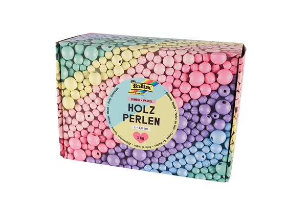 FOLIA Holzperlen, 1 - 1,8 cm, Großpackung, 2200 Stück, Farbe wählbar