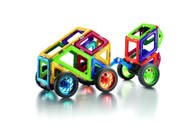 Konstruktionsspielzeug, Magnetbausteine, Farbige Würfel, Auto-Set, Kinderbausteine