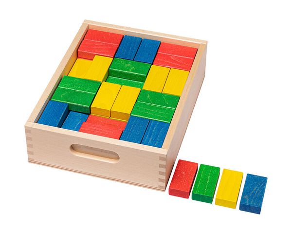 Holzbausteine, Baukasten, Farbig, Kastenset, Kinderspielzeug
