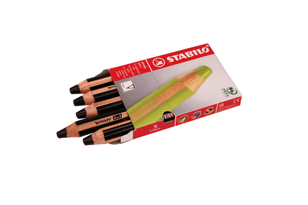 STABILO Woody 3in1 Malstifte, 5 Stück, Farbe wählbar