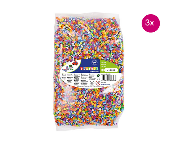 Vorteilspaket 3er Set Bügelperlen je 10.000 Stück, gestreift Nachfüllpackung