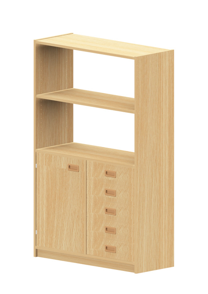 BasicPlus Hochschrank, oben Regal offen, unten Tür links und 5 Schubkästen rechts, B: 102 cm BasicPlus Hochschrank, oben Regal offen, unten Tür links und 5 Schubkästen rechts, B: 102 cm