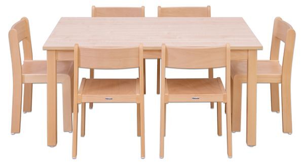 Tisch-Stuhl-Kombination Recto, Dekor Ahorn, Sitzhöhe 30 cm / Tischhöhe 52 cm (SONDERANGEBOT)