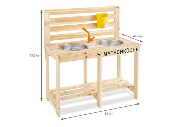 Holzspielküche, Kinderspielküche, Wasch-/Spülbecken, Spieltisch, Experimentierküche