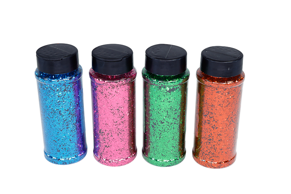 Feines Glitter, 4 Dosen je 85g (rot, grün, blau & pink)