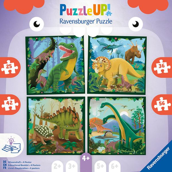 RAVENSBURGER Puzzle Up! - 4 Dinopuzzle, ab 4 Jahre