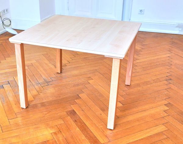 Zargenloser Quadrattisch 80x80 cm, Birke Dekor, Holzbeine Zargenloser Quadrattisch 80x80 cm, Birke Dekor, Holzbeine