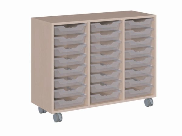 Regal fahrbar mit 24 flachen ErgoTray Boxen (B/H/T: 105 x 82,5 x 40 cm) Regal fahrbar mit 24 flachen ErgoTray Boxen (B/H/T: 105 x 82,5 x 40 cm)