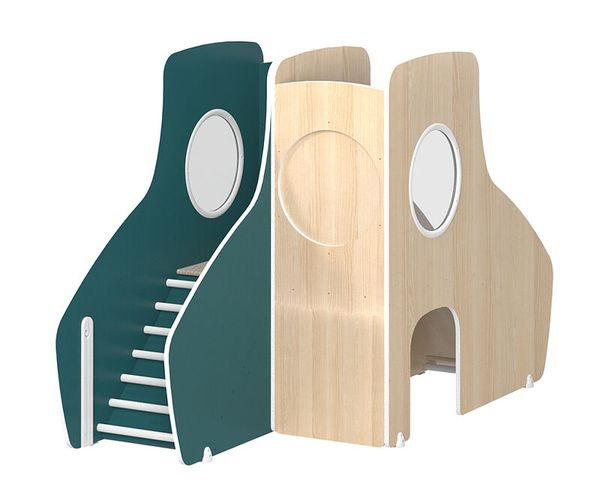 MATHOU Modulares Spielpodest mit Kletteraufstieg & Rutsche, 2-teilig, ab 18 Monate