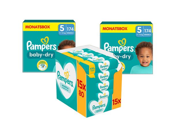 Windeln, Pampers, Baby-Dry, 5er- Pack, XXL-Pack