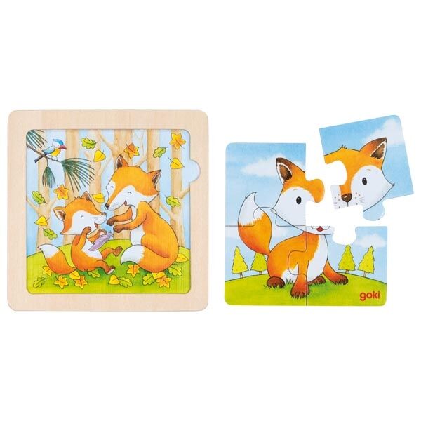 GOKI Hintergrundbildpuzzle Tierkinder, 8 Puzzle, ab 2 Jahre