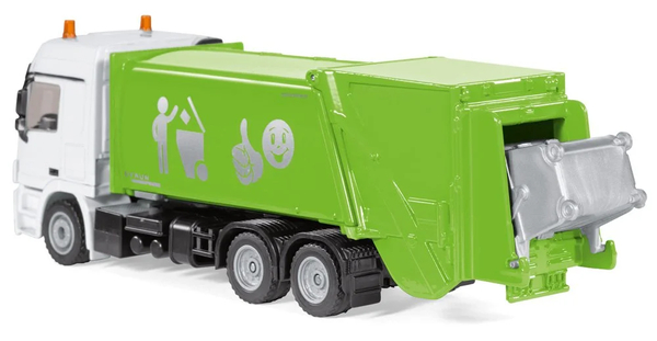abfallwagen, abfallsammelwagen, dumptruck, grüne karosserie, spielzeugmodell