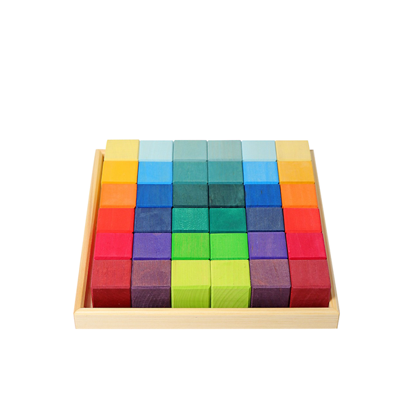 GRIMM´S Regenbogen Mosaik, 36 Klötze + 1 Holzrahmen, ab 1 Jahr