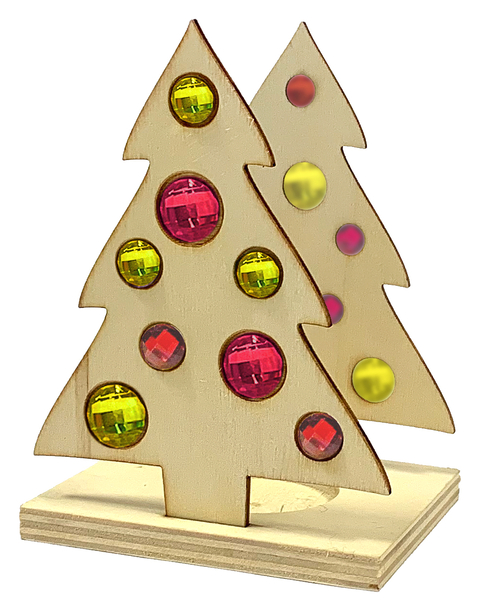 Holzdeko, Weihnachtsbaum, Holzfigur, Deko mit Steinchen, Weihnachtsbaum-Set