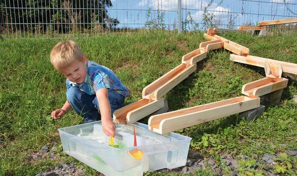 Wasserbahn / Kugelbahn, massives Kiefernholz, 12 Teile, ab 3 Jahre (SONDERANGEBOT)